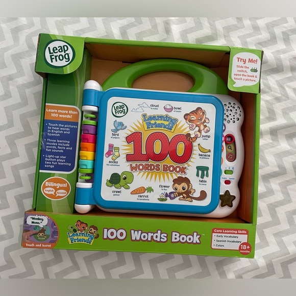 New in a box LeapFrog Interactive 100 Words Book - Green and White - Picture 1 of 2